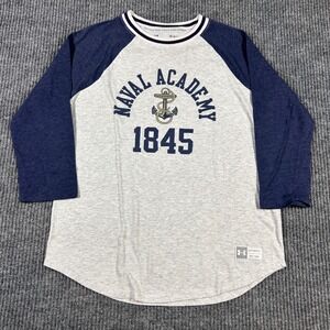 Under Armour Shirt‎ Women's M Naval Academy 1845 Raglan Heather Gray Navy